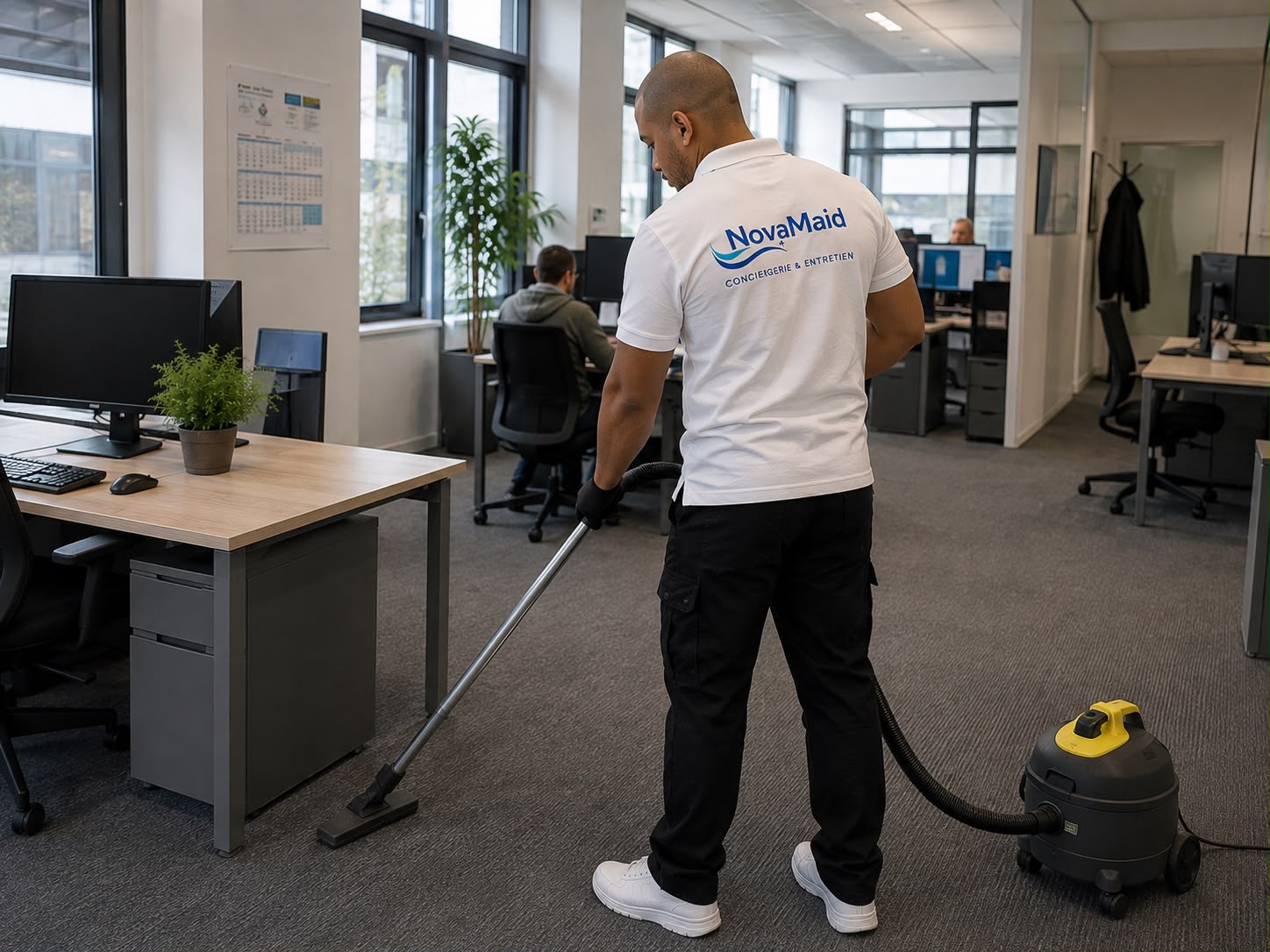 Équipe NovaMaid nettoyant des bureaux